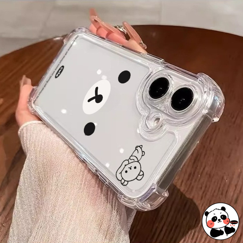 Vỏ Túi Khí Rilakkuma Dễ Thương Cho OPPO Reno 14 13 Pro 14F 13F 12F 11F 11A 12 11 Pro 10 Pro Plus 9 Pro Plus 8 Pro Plus 8T 5G 4G Vỏ Trong Suốt Phim Hoạt Hình Gấu Mềm Vỏ Điện Thoại