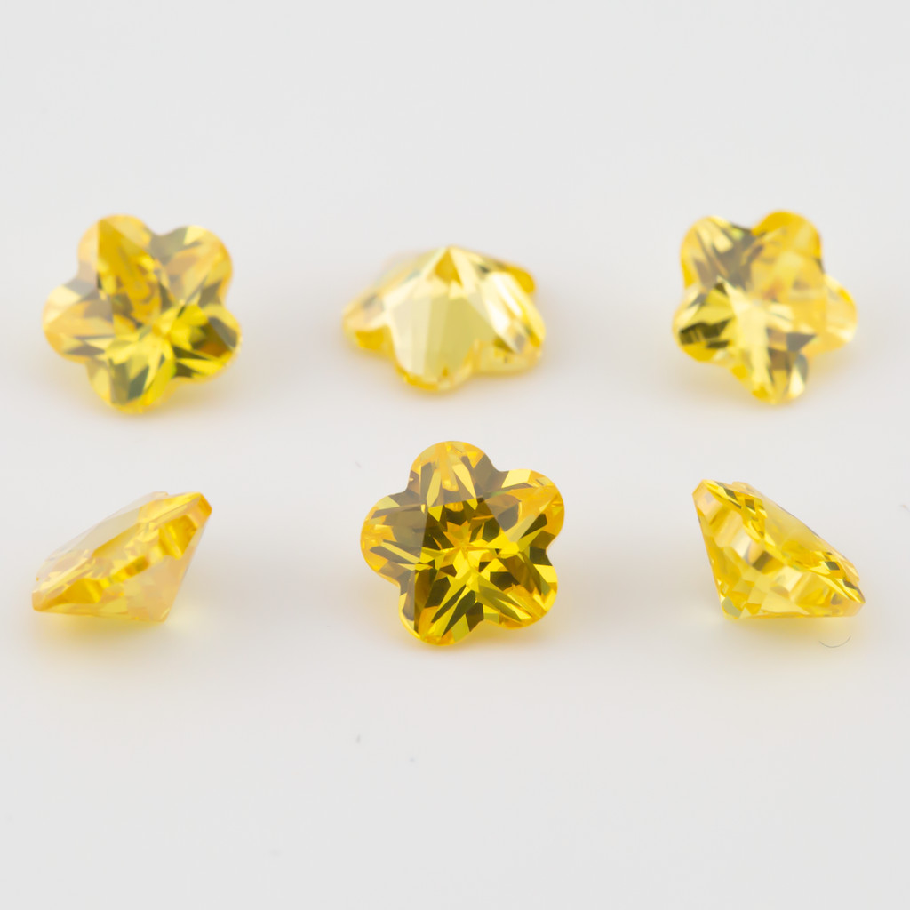 Đá Cubic Zirconia màu vàng cắt hoa từ 3x3mm đến 10x10mm, bộ 15 hoặc 30 viên, phù hợp DIY trang sức