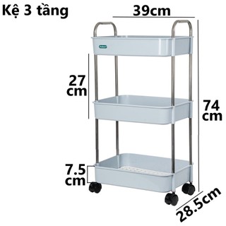 Kệ Inox Hokori 2-3 Tầng Chữ Nhật – Kệ Đa Năng Đựng Gia Vị, Mỹ Phẩm, Nhà Bếp, Nhà Tắm