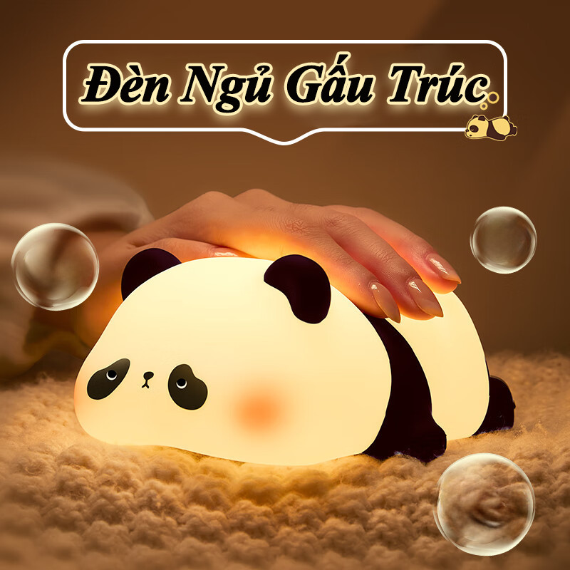 Đèn Ngủ Gấu Trúc, Chất Liệu Silicon Mềm Mại, Điều Chỉnh Độ Sáng, Ánh Sáng Mờ An Toàn,Quà Tặng Cho Bé