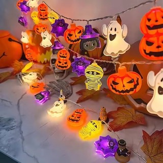 Đèn LED treo Halloween - Đèn dây Web ma bí ngô - Đạo cụ trang trí trong nhà ngoài trời