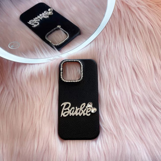 17promax Ốp điện thoại đính đá hồng lấy cảm hứng từ Barbie - Vỏ da lấp lánh cho iPhone 16 15 14 13 12 11 Series Phụ kiện quyến rũ nữ tính dành cho nữ và thanh thiếu niên