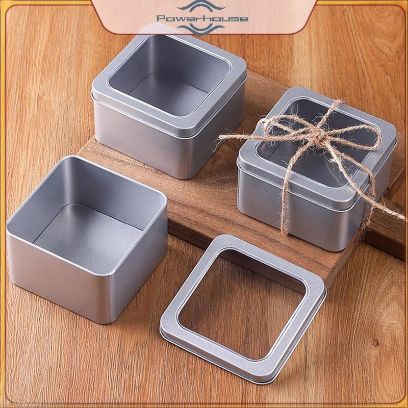 Điện Tròn Vuông Thiếc Hộp Cửa Sổ Trong Suốt Sắt Hộp Bảo Quản Trà Thực Phẩm Bình Kẹo Bánh Hộp Trang Sức Kem Hộp Đựng Mỹ Phẩm Nồi Rỗng.
