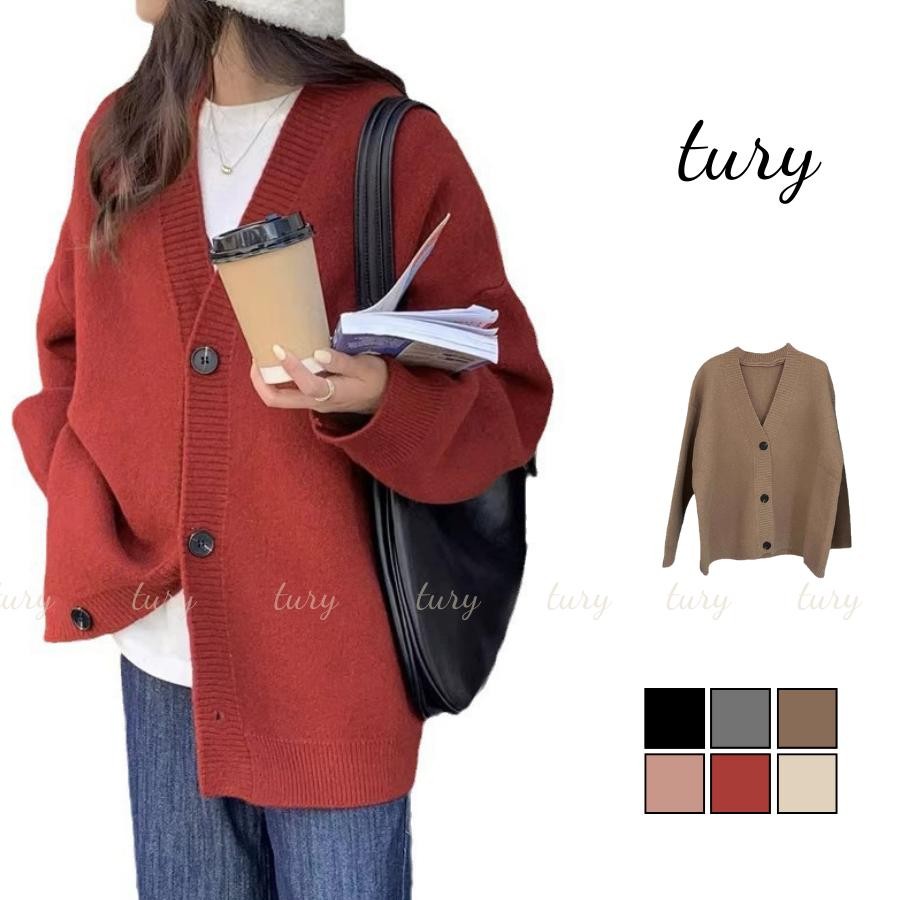 Áo Len Nữ - Tury - Áo len cardigan dệt kim cổ V thu đông - TA066