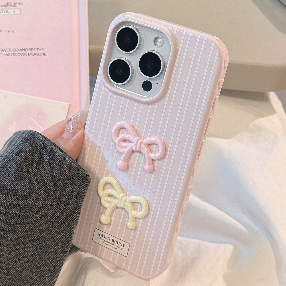 Ốp Điện Thoại Mềm 3D Nơ Cho iPhone 17 Pro Max 16 15 14 13 Vỏ Bảo Vệ Chống Sốc