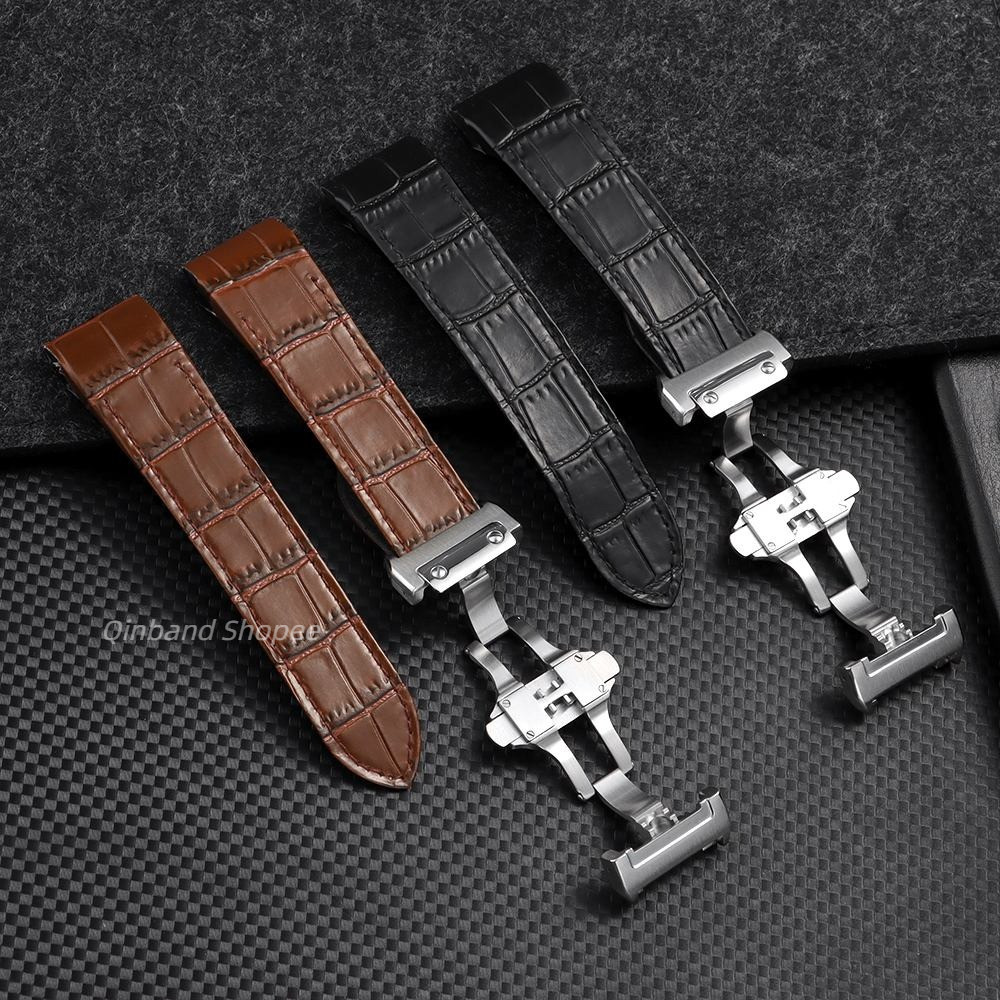Dây đeo đồng hồ bằng da thật cho Santos 100 Series Vòng đeo tay đồng hồ có khóa cho nam nữ Dây đeo đồng hồ thay thế bằng tre hoa văn bằng da bò