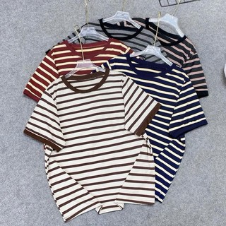 Áo Phông Bigsize Nữ Kèm Khăn Thủy Thủ Áo Thun Kẻ Sọc Cá Tính Cho Chubby A308+Khăn