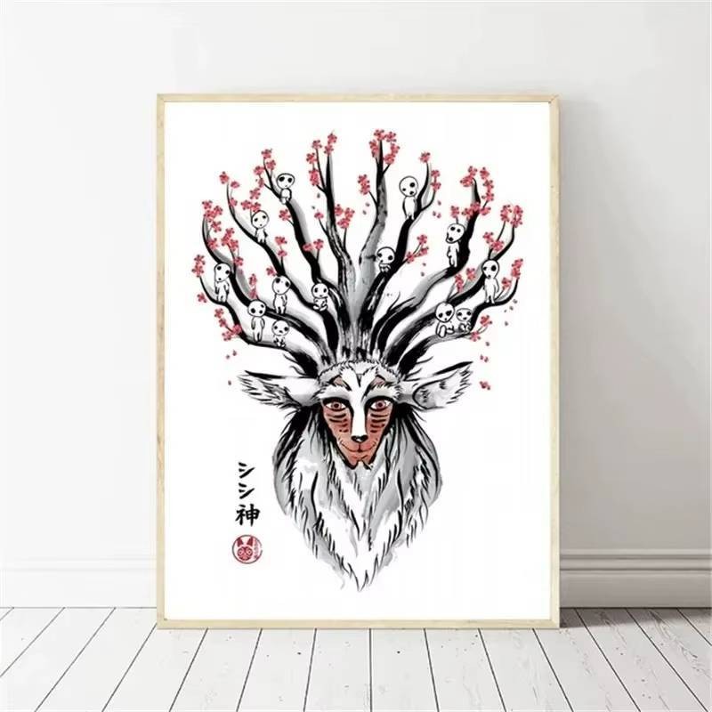 Hayao Miyazaki anime poster Hàng Xóm Của Tôi Totoro Phim Hoạt Hình Tranh Vải Phong Cách Bắc Âu Treo Tường Nghệ Thuật Phòng Khách Trang Trí Nhà Cửa