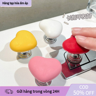Set 3 Nút Dán Nhấn Xả Và Tay Nắm Cửa Hình Trái Tim, Chất Liệu Nhựa, Màu Hồng/Đỏ/Trắng, Trang Trí Phòng Tắm Sáng Tạo, Độ