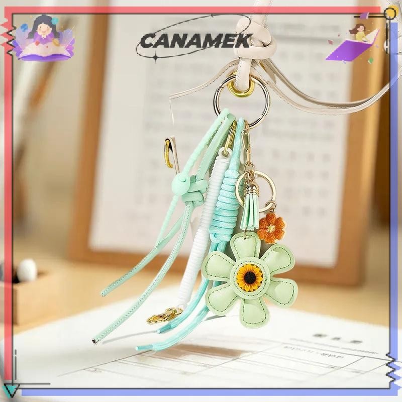 CANAMEK 1 Người Phụ Nữ Mới Da Móc Khóa Túi Hướng Dương Quyến Rũ Mặt Dây Chuyền Thời Trang DIY Phụ Kiện Quà Tặng CSF