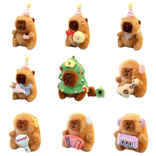 Đồ chơi búp bê sang trọng WOAY, Chủ đề tiệc Capybara Móc khóa nhồi bông, Kích thước nhỏ mềm mại với dụng cụ Động vật dễ thương Anime Đồ chơi lông tơ Trang trí ngày lễ