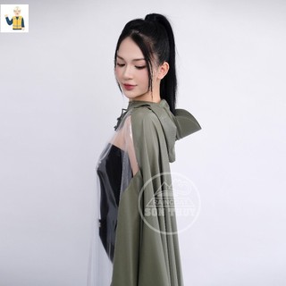 CÁNH RƠI 2 màu nửa kính )Sơn Thuỷ áo mưa trong suốt nửa trước, tiện lợi quan sát, chở trẻ em phía trước, siêu rộng