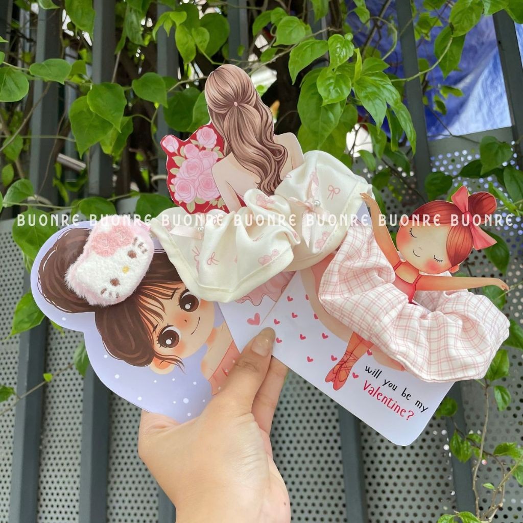 [QUÀTẶNG20/10]Thiệp quà tặng ngày Phụ Nữ Việt Nam-thiệp kèm kẹp tóc xinh xắn dễ thương cho khách hàng,học sinh,bạn bè