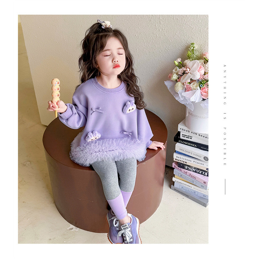 ​Bộ đồ váy ren bé gái Phong cách mùa xuân thu Ba chiều Trang trí Bộ đồ hai mảnh Kích thước 90-140​ ZOAZ