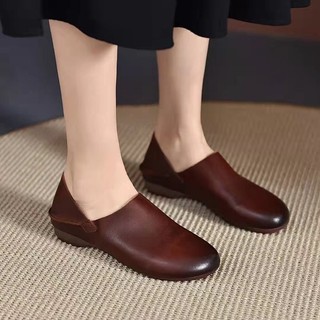Giày Cao Gót Nữ Mũi Tròn Dày Gót Slip-On Sâu Miệng Siêu Mềm 35-41