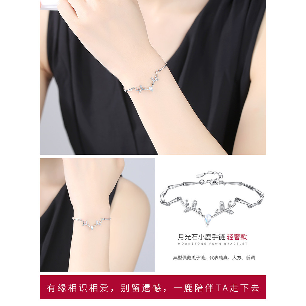 Vòng tay mạ bạc thanh lịch bằng đá mặt trăng gạc