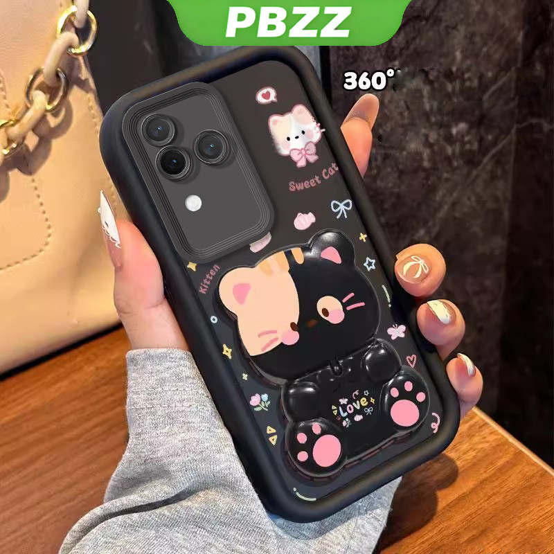 Ốp Lưng Cho VIVO V30 PRO 5G 2024 V30 5G Vỏ Điện Thoại Vỏ Mềm Silicon Chống Sốc Thiết Kế Mới Thẩm Mỹ Có Giá Đỡ 360° Gương trang điểm mèo dễ thương cho bé gái JTXMMZJ