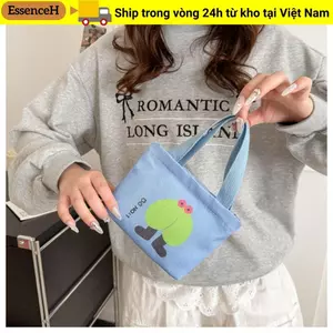Túi vải ESSENCEH, Túi nhỏ Mini Túi xách nữ, Túi ăn nhẹ cầm tay Túi ăn trưa phong cách Hàn Quốc