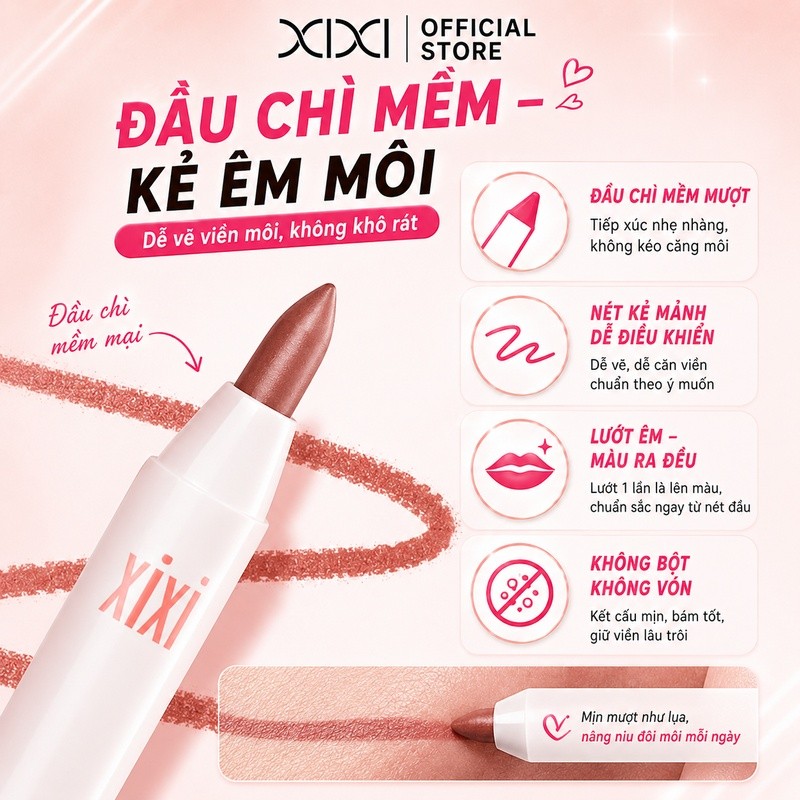 Xixi Bút Kẻ Môi Quả Lê Mềm Mại Dễ Thoa Không Khô Tôn Lên Làn Da Sáng Mịn, Giá Rẻ Cho Sinh Viên D647