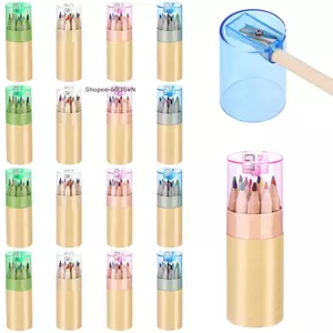 {AKIN} 16 Pa Mini Vẽ Bút Chì Màu Có Mài 12 Colrs Mini Vẽ Bút Chì Bộ 3.3 Inch Ngắn Màu Mỡ Bút Chì Trong Tube Co {a}
