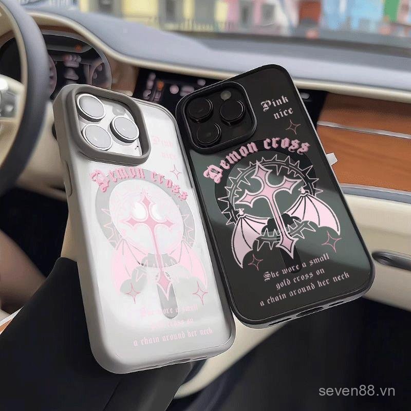 Ốp Điện Thoại Thích Hợp Cho iPhone 7 8 X XS XR XSMAX 11 12 13 14 15 16 17 Pro max Plus Vỏ Từ Tính Chữ Thập Tiếng Anh Vỏ Bảo Vệ Chống Sốc Bao Gồm Tất Cả LFZ0