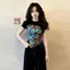 Áo thun ngắn tay hai mảnh phong cách Graffiti dành cho nữ hẹp-