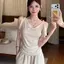 Áo thun không tay cổ tròn đính cườm kiểu Pháp dành cho nữ mùa hè Pure Desire Hot Girl Eo hẹp quây Sling Top