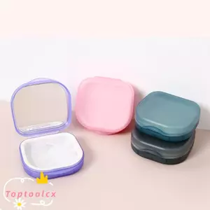 Hộp Nẹp TOPTOOLCX, Có Gương Mini Hộp Bảo Quản Răng Giả, Thoát Nước Du Lịch Di Động Chỉnh Nha