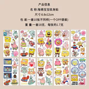 60 Miếng Dán Dễ Thương SpongeBob SquarePants Nhiều Màu Sắc Hình Xăm Dán ins Tươi Ngọt Mát Mát Giá Trị Cao Sơn Chống Thấm Nước Thực Tế Dán 26.6.12