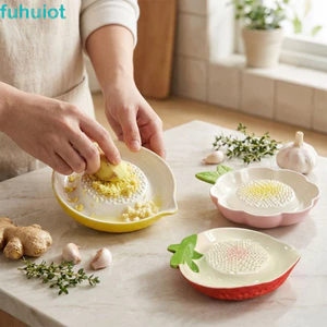 Máy Xay Tỏi Gừng FUHUIOT, Tấm Xay Gốm 2 Trong 1 Răng Lớn Lên, Glaze Nhiều Màu Sắc Chống Mài Mòn Sáng Tạo Nhanh Bùn Hướng Dẫn Sử Dụng Máy Nghiền Tỏi Bộ Đồ Ăn Tối