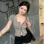 Áo sơ mi ngắn tay sọc màu tương phản gợi cảm dành cho nữ mùa hè Phong cách mới Slim-fit Áo Cardigan ngắn nhỏ