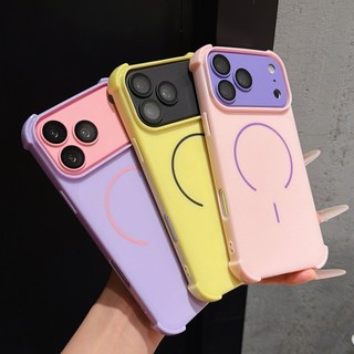 Ốp Điện Thoại Chống Rơi Bốn Góc Chặn Màu Dopamine Thích Hợp Cho iPhone 11 12 13 14 15 16 17 Pro Max TPU Silicon Mềm Ốp Lưng