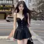 Váy xếp li kiểu Hepburn Pure Desire kiểu Pháp Váy xếp ly màu đen eo hẹp Slim-fit Summer Slimer Look Dress