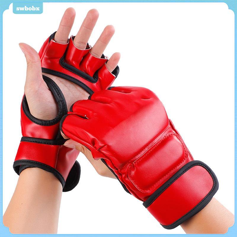 Găng tay tập đấm bốc Da PU Mở lòng bàn tay Găng tay thoáng khí cho MMA Kickboxing Tập thể dục Tập thể dục