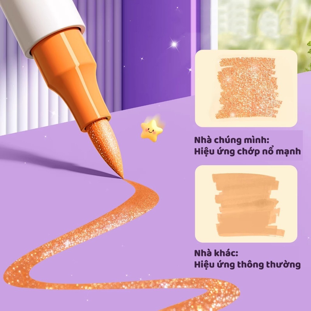 Hộp màu acrylic marker 24/36/48 màu ngòi brush mềm kim tuyến tươi sáng cho học sinh vẽ tranh hot