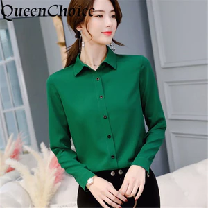 Áo Sơ Mi Nữ Màu Xanh Trơn Dài Tay Nữ Trơn Áo Công Sở Nữ OL Áo Làm Việc Đồng Phục