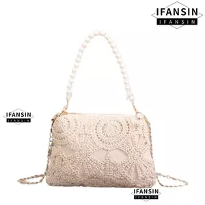 Túi đi biển IFASIN Boho, Túi dệt rỗng bằng da PU có dây kéo, Túi đeo vai phong cách Bohemian hình chữ nhật Trang phục kỳ nghỉ