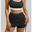 Quần Short tập Yoga LACYESUK, Váy ngắn thể thao dây rút hai mảnh giả, Quần Short tập thể dục màu trơn Quần Short chạy bộ giải trí thông thường Quần cầu lông