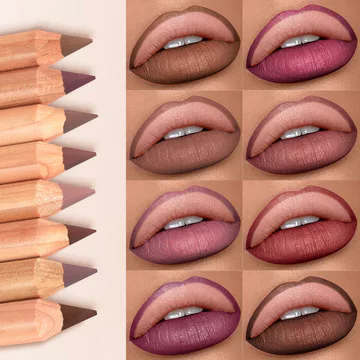chì kẻ viền môi Bộ combo môi Âu Mỹ: 8 màu son lì, chì viền nude, tạo đôi môi căng mọng tự nhiên