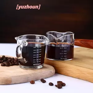 70 / 75ml Espresso Shot Glass Vòi đôi Cốc đo thủy tinh chịu nhiệt Tay cầm trong suốt Cân đo cà phê sữa