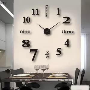 Đồng hồ treo tường 3D Đồng hồ kim thạch anh câm dán tường Đồng hồ trang trí nhà cửa