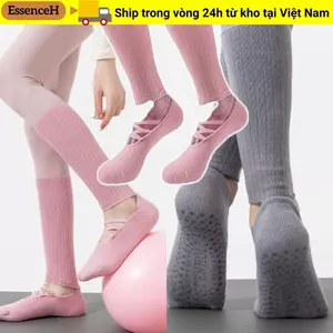 Tất tập Yoga ESSENCEH, Tất Cotton Pilates thấm mồ hôi, Harajuku Street Thoáng khí chống trượt Grip Strappy Grip Tất