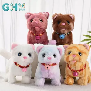 GHX Điện Tử Dễ Thương Sang Trọng Đồ Chơi Mèo Có Thể Đi Bộ Meowing Wagging Đuôi Nhồi Bông Búp Bê Mèo Trẻ Em Đồ Chơi Tương Tác Cho Quà Tặng Sinh Nhật VN
