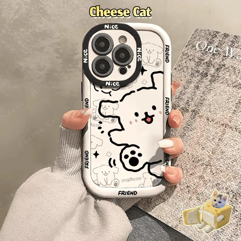 Dây Đeo Màu Đen Dễ Thương Đường Màu Đen Cún Con Dành Cho iPhone 13 14 15 16 17 12 11 Pro Max Xs 7 Plus Silicone Bảo Vệ