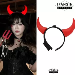 Băng đô LED IFANSIN, Sừng bò Đèn LED đỏ Băng đô sừng, Hiệu ứng phát sáng hình sừng bền bỉ Bữa tiệc Giáng sinh hình quỷ nhỏ / vừa