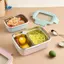 Hộp cơm trưa Bento di động dành cho học sinh Hộp đựng kín chia bằng thép không gỉ 304 có nắp có thể tháo rời Dung tích lớn Hồng-530ml