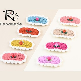 Kẹp tóc viền hoa đẹp cho nữ và bé gái 6.5cm |Cặp tóc len Hàn Quốc xinh xắn |Shop Rô Handmade