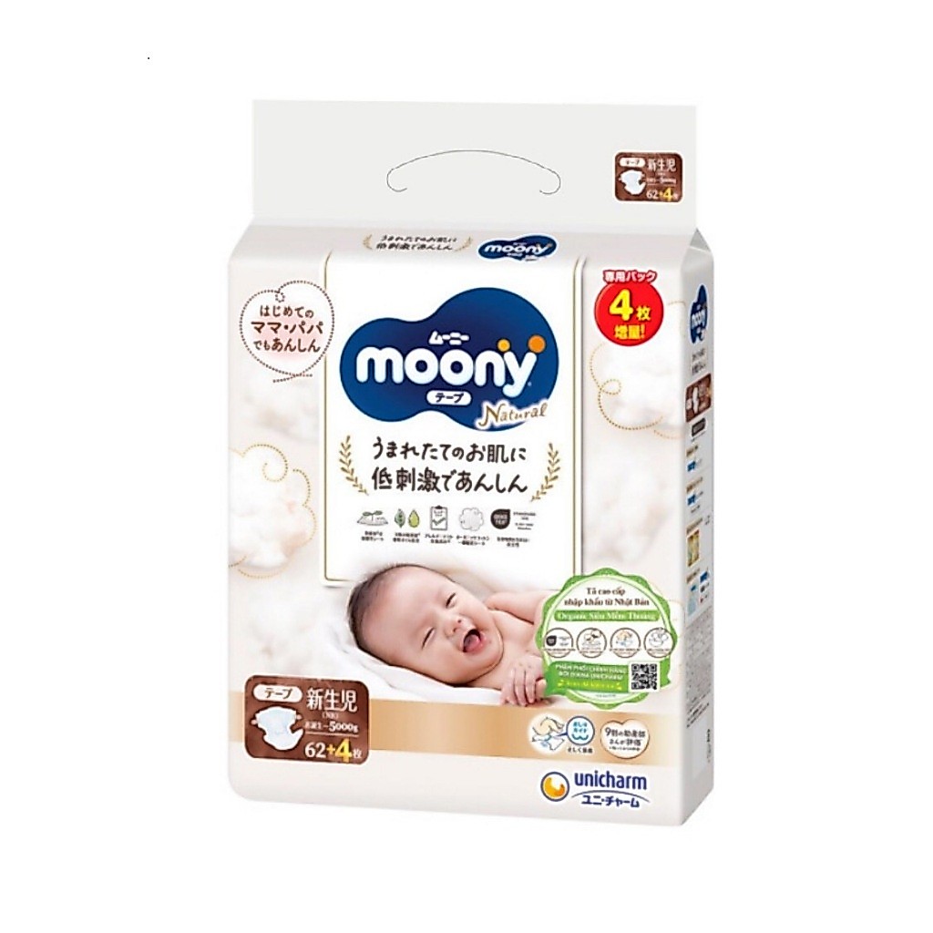 TÃ BỈM DÁN/QUẦN MOONY NATURAL NHẬT SIZE NB66/S60/M46/L38/L36/XL....