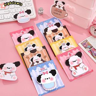 HIGHVIEWLS 30 tờ Notepad, Ghi chú dính hoạt hình Puppy, Miếng ghi nhớ văn phòng phẩm di động