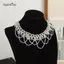 AqToCna Ngọc Trai Nhiều Lớp Nelace Dành Cho Nữ Phong Cách Bohemian Đính Hạt Ren Viền Cổ Choker Phóng Đại Ngọc Trai Trang Sức Quà Tặng AqToCna